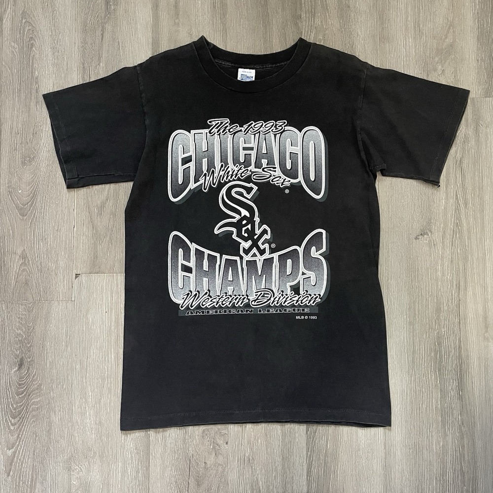 VTG 1993 Chicago White Sox Champs T-shirt Men M Black Single Stitch USA Salem
